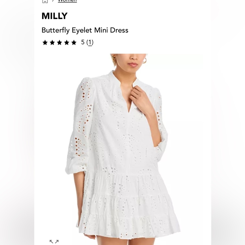 Elegant White Butterfly Eyelet Dress
